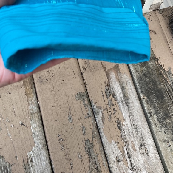 Women’s 80’s Vintage Turquoise w/Silver pinstriped button down Sz L, EUC, Pretty - Picture 9 of 12